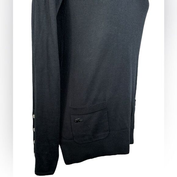 Lacoste Women’s Black V Neck Long Sleeve Knit Sweater - Picture 6 of 9